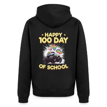 Monster Truck Unicorn 100 Days of School - Unisex Premium Bio Zip Hoodie - Schwarz - Hinten - Nico (187cm)