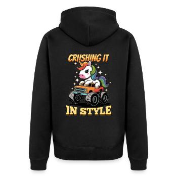 Cute Monster Truck Unicorn Rainbows - Unisex Premium Bio Zip Hoodie - Schwarz - Hinten - Nico (187cm)