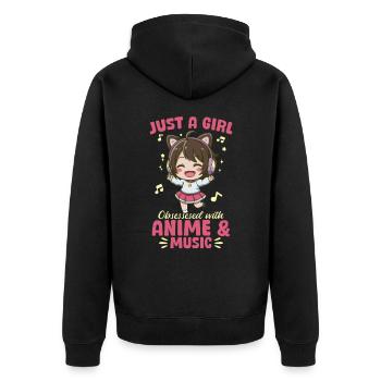 Anime et musique Kawaii - Veste à capuche bio Premium Unisexe - noir - Dos - Nico (187cm)