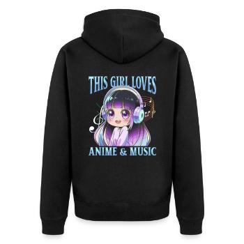 Anime et musique Kawaii - Veste à capuche bio Premium Unisexe - noir - Dos - Nico (187cm)