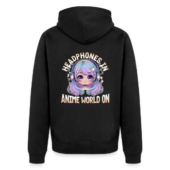 Anime et musique Kawaii - Veste à capuche bio Premium Unisexe - noir - Dos - Nico (187cm)