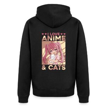 Anime & Chats Kawaii - Veste à capuche bio Premium Unisexe - noir - Dos - Nico (187cm)