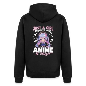 Anime et musique Kawaii - Veste à capuche bio Premium Unisexe - noir - Dos - Nico (187cm)