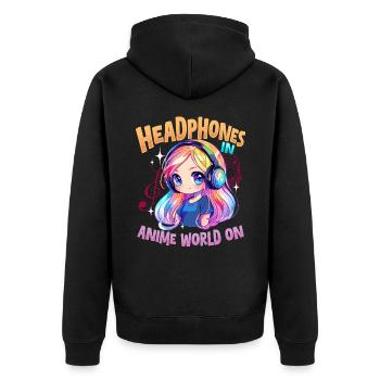 Anime et musique Kawaii - Veste à capuche bio Premium Unisexe - noir - Dos - Nico (187cm)