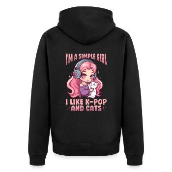 Anime K Pop & Cats Kawaii - Unisex Premium Bio Zip Hoodie - Schwarz - Hinten - Nico (187cm)
