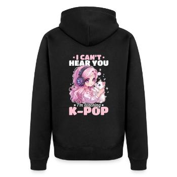 Anime K Pop & Cats Kawaii - Unisex Premium Bio Zip Hoodie - Schwarz - Hinten - Nico (187cm)