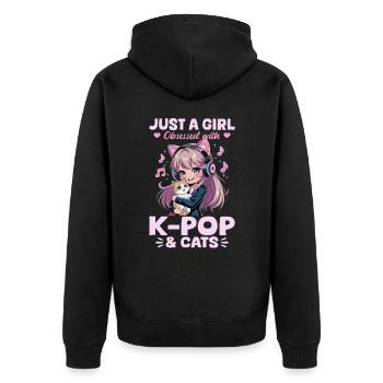 Anime K Pop & Cats Kawaii - Unisex Premium Bio Zip Hoodie - Schwarz - Hinten - Nico (187cm)