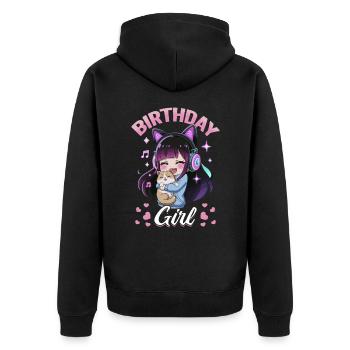 Anime K Pop & Cats Kawaii - Unisex Premium Bio Zip Hoodie - Schwarz - Hinten - Nico (187cm)