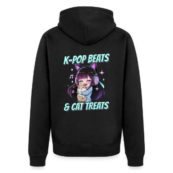 Anime K Pop & Cats Kawaii - Unisex Premium Bio Zip Hoodie - Schwarz - Hinten - Nico (187cm)