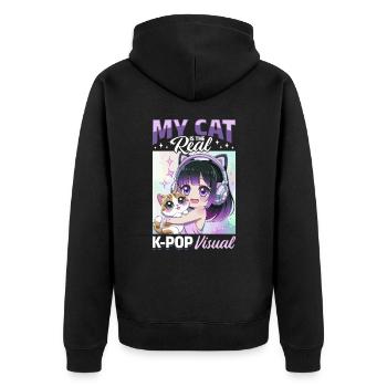 Anime K Pop & Cats Kawaii - Unisex Premium Bio Zip Hoodie - Schwarz - Hinten - Nico (187cm)