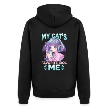 Anime K Pop & Cats Kawaii - Unisex Premium Bio Zip Hoodie - Schwarz - Hinten - Nico (187cm)