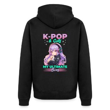 Anime K Pop & Cats Kawaii - Unisex Premium Bio Zip Hoodie - Schwarz - Hinten - Nico (187cm)