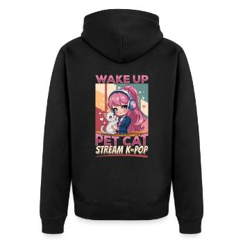 Anime K Pop & Cats Kawaii - Unisex Premium Bio Zip Hoodie - Schwarz - Hinten - Nico (187cm)