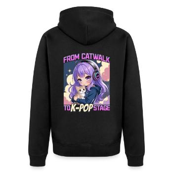 Anime K Pop & Cats Kawaii - Unisex Premium Bio Zip Hoodie - Schwarz - Hinten - Nico (187cm)