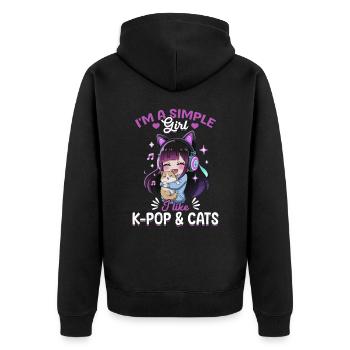 Anime K Pop & Cats Kawaii - Unisex Premium Bio Zip Hoodie - Schwarz - Hinten - Nico (187cm)
