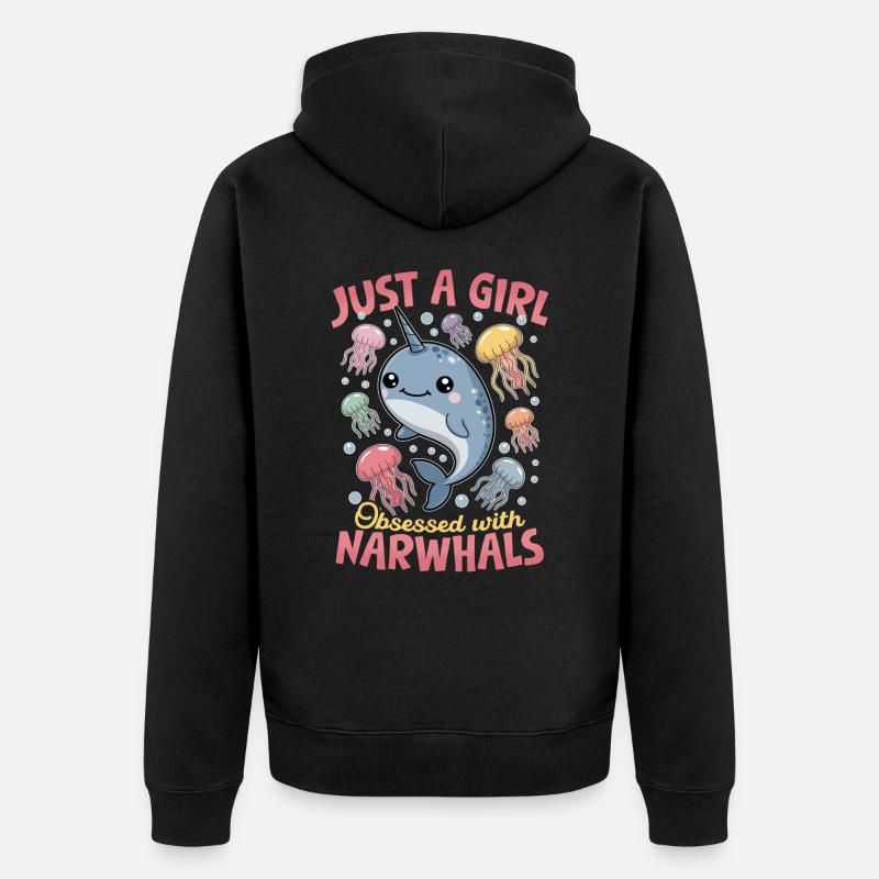 Narval Chibi Kawaii - Veste à capuche bio Premium Unisexe - noir
