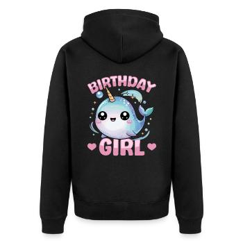 Narwhal Chibi Kawaii - Unisex Premium Organic Zip Hoodie - black - Back - Nico (187cm)