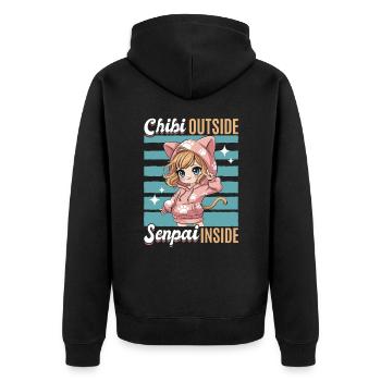 Anime Chibi Kawaii - Unisex Premium Organic Zip Hoodie - black - Back - Nico (187cm)
