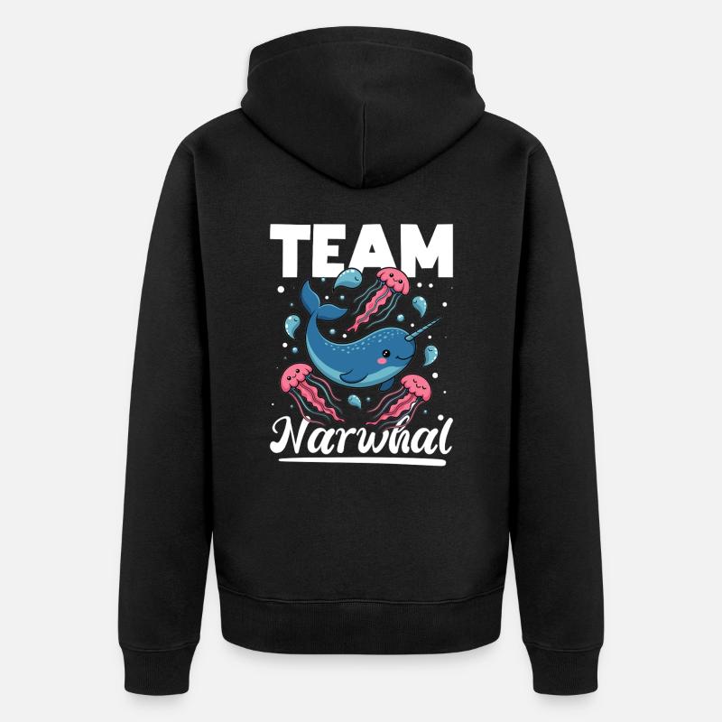 Narval Chibi Kawaii - Veste à capuche bio Premium Unisexe - noir
