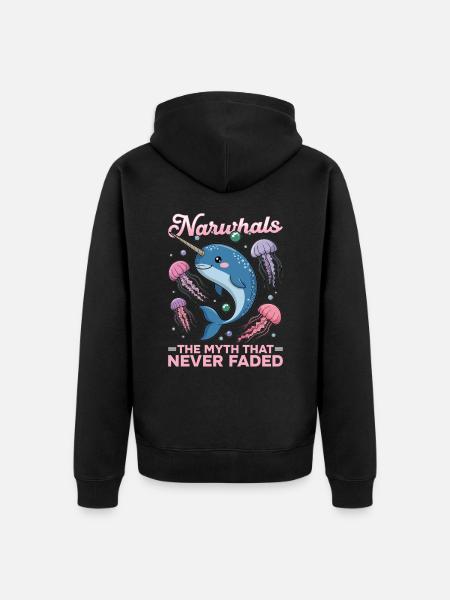 Narwhal Chibi Kawaii - Unisex Premium Bio Zip Hoodie - Schwarz