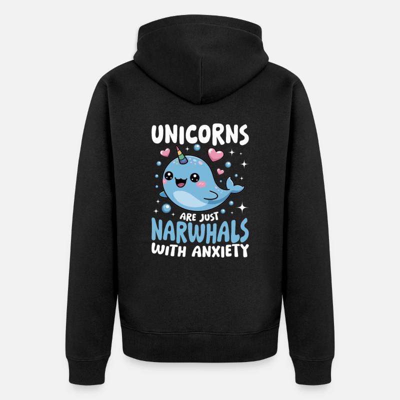 Narval Chibi Kawaii - Veste à capuche bio Premium Unisexe - noir