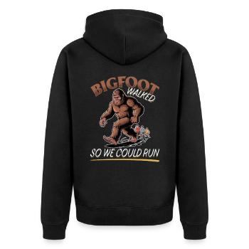 Bigfoot Sasquatch - Unisex Premium Bio Zip Hoodie - Schwarz - Hinten - Nico (187cm)