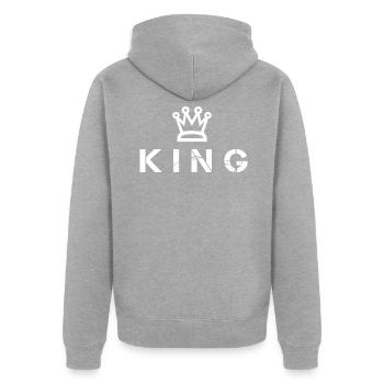 King - Unisex Premium Organic Zip Hoodie - heather grey - Back - Nico (187cm)