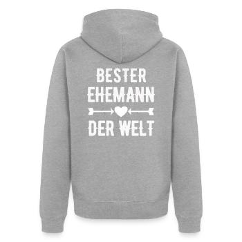 Best husband in the world - Unisex Premium Organic Zip Hoodie - heather grey - Back - Nico (187cm)