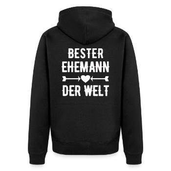 Best husband in the world - Unisex Premium Organic Zip Hoodie - black - Back - Nico (187cm)
