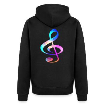 Notenschluessel Musik Noten Musiker Instrument - Unisex Premium Bio Zip Hoodie - Schwarz - Hinten - Nico (187cm)