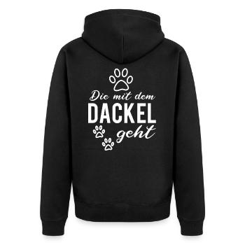 Teckel teckel blaireau chien chien cadeau - Veste à capuche bio Premium Unisexe - noir - Dos - Nico (187cm)
