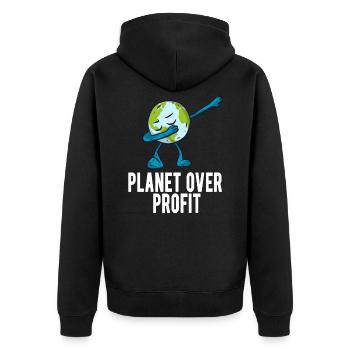 Klimaschutz - Unisex Premium Bio Zip Hoodie - Schwarz - Hinten - Nico (187cm)