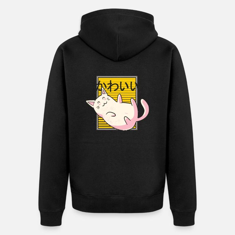 Chat kawaii - Veste à capuche bio Premium Unisexe - noir