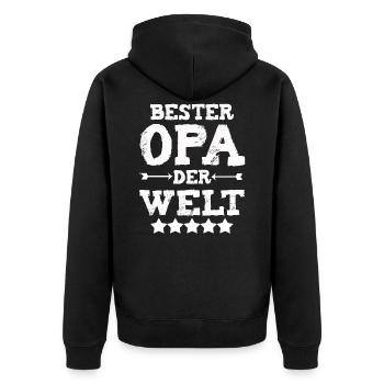 Beste Opa Der Welt - Unisex Premium Bio Zip Hoodie - Schwarz - Hinten - Nico (187cm)