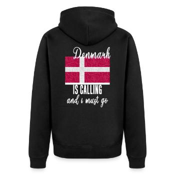Dänemark - Unisex Premium Bio Zip Hoodie - Schwarz - Hinten - Nico (187cm)