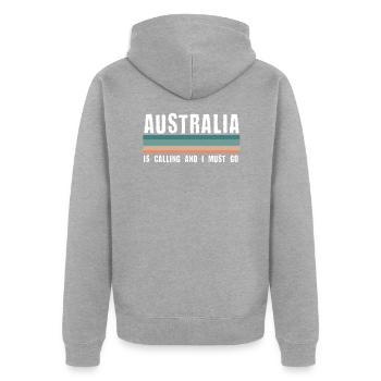 Australie - Veste à capuche bio Premium Unisexe - gris chiné - Dos - Nico (187cm)
