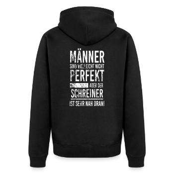 Schreiner - Unisex Premium Bio Zip Hoodie - Schwarz - Hinten - Nico (187cm)