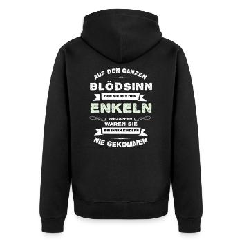 Opa Enkel Großvater Großpapa Sprüche Lustig - Unisex Premium Bio Zip Hoodie - Schwarz - Hinten - Nico (187cm)