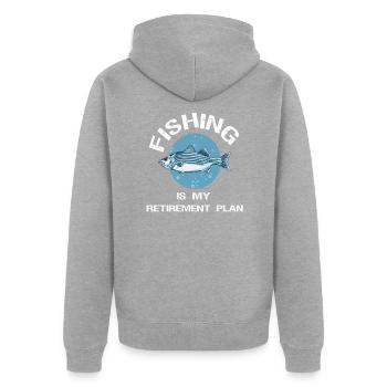 Fishing - Unisex Premium Bio Zip Hoodie - Grau meliert - Hinten - Nico (187cm)