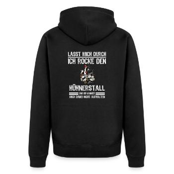 Hühnerstall Hühner Landwirt Landwirtschaft Sprüche - Unisex Premium Bio Zip Hoodie - Schwarz - Hinten - Nico (187cm)