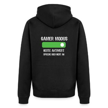 Gaming Gaming Gaming Gaming Gaming Gaming Gaming - Unisex Premium Bio Zip Hoodie - Schwarz - Hinten - Nico (187cm)