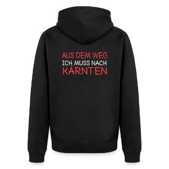 Kärnten - Unisex Premium Bio Zip Hoodie - Schwarz - Hinten - Nico (187cm)