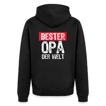 Bester Opa Der Welt - Unisex Premium Bio Zip Hoodie - Schwarz - Hinten - Nico (187cm)
