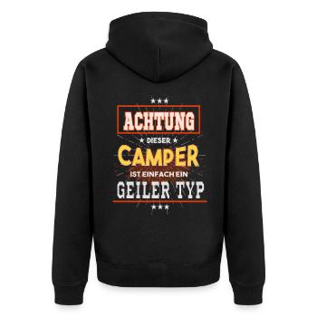 Camper - einfach ein geiler Typ T-Shirt - Unisex Premium Bio Zip Hoodie - Schwarz - Hinten - Nico (187cm)