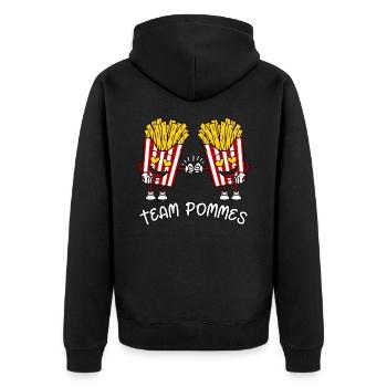 Lustige Pommes Frites Tüten Fritten Team Pommes - Unisex Premium Bio Zip Hoodie - Schwarz - Hinten - Nico (187cm)