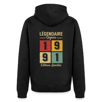 Légendaire Depuis 1991 - Veste à capuche bio Premium Unisexe - noir - Dos - Nico (187cm)