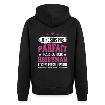 Je ne suis pas parfait mais je joue au rugby - Veste à capuche bio Premium Unisexe - noir - Dos - Nico (187cm)