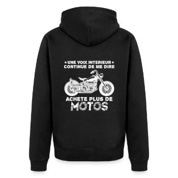une voix intérieure Motos| Motard - Veste à capuche bio Premium Unisexe - noir - Dos - Nico (187cm)
