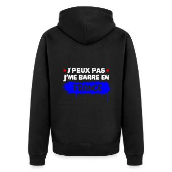 je peux pas je me barre en France | Français !! - Veste à capuche bio Premium Unisexe - noir - Dos - Nico (187cm)