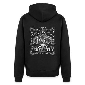 1960| Die Legende seit 1960 Geburtstag - Unisex Premium Bio Zip Hoodie - Schwarz - Hinten - Nico (187cm)